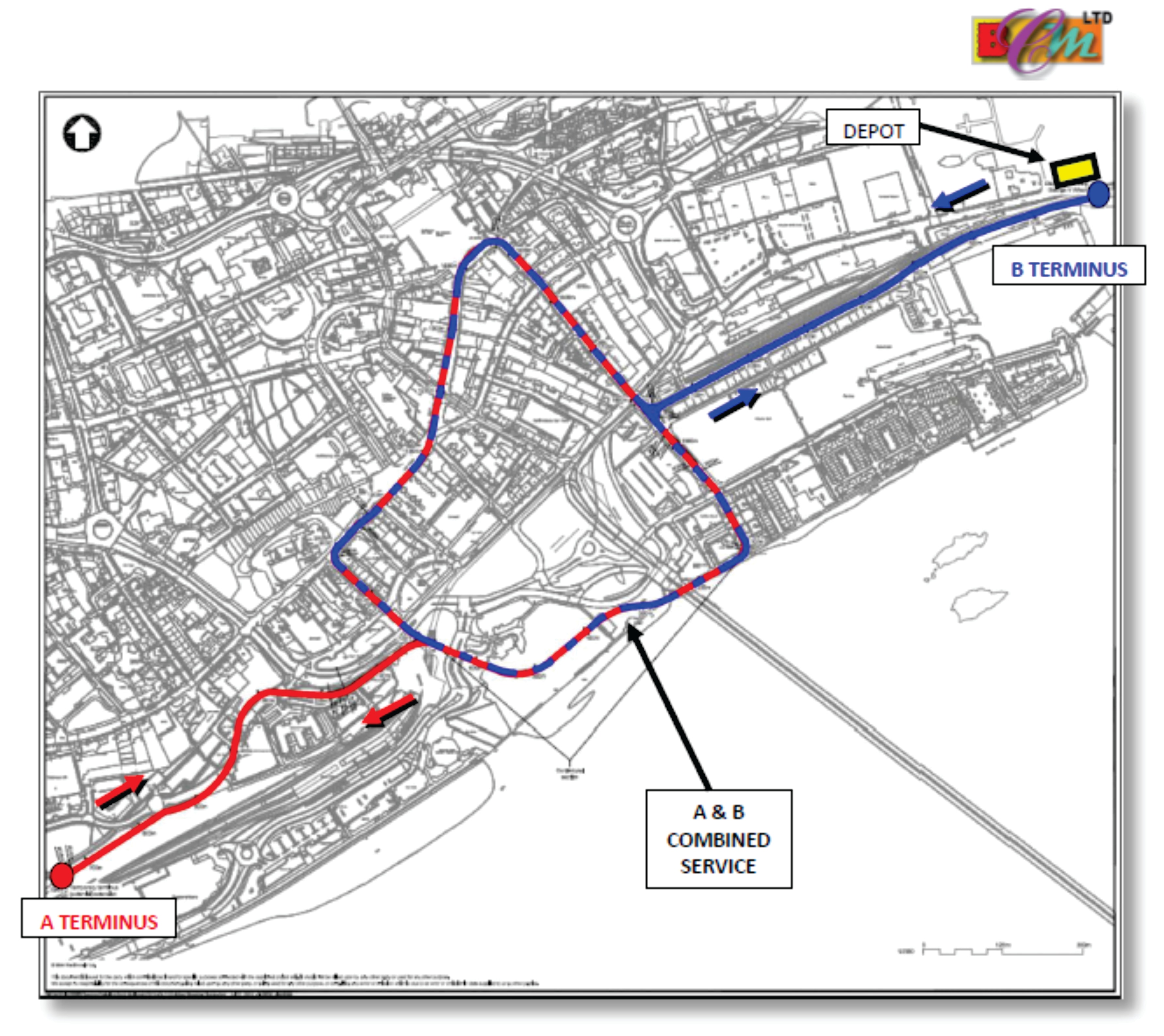 Concept alignment map showing transit route options